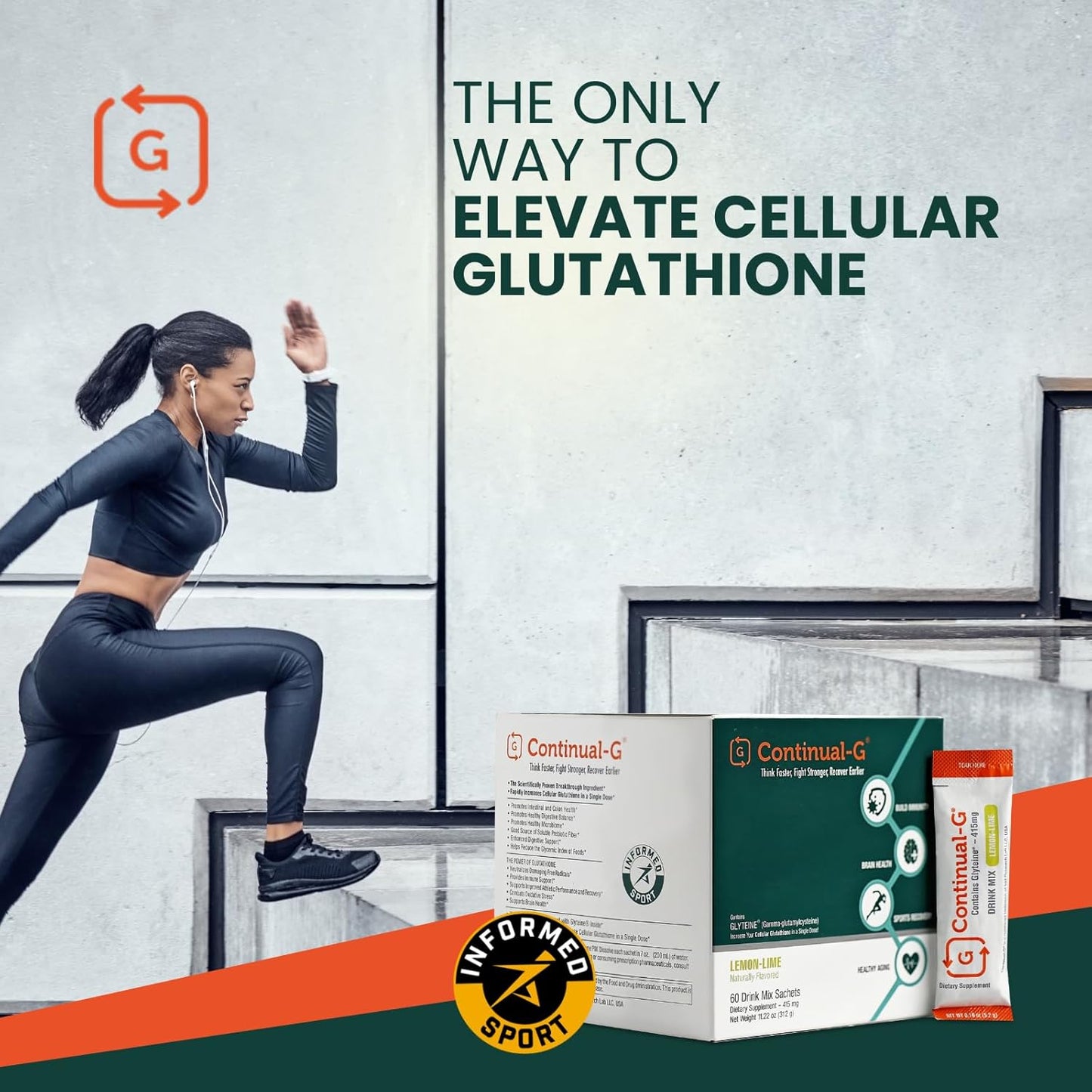 G Glyteine 415mg Powder: Liver Health Support Supplement with Glutathione for Cellular Enhancement - Lemon Lime Flavor, 30 Day Supply