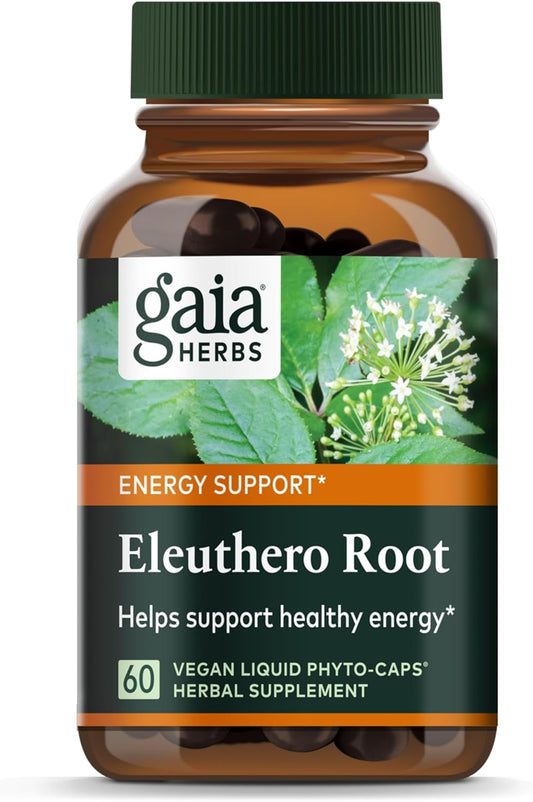 Gaia Herbs Eleuthero Root Capsules - Natural Energy & Stamina Support - Vegan Adaptogen Supplement for Mental Endurance - 60 Liquid Phyto-Caps