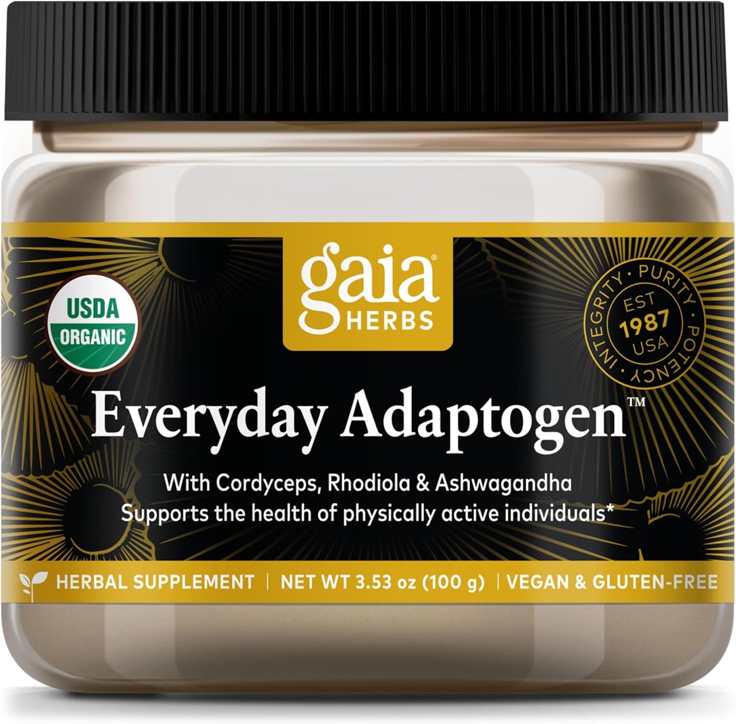 Gaia Herbs Everyday Adaptogen Powder with Maca Root, Cordyceps, & Ashwagandha - Supports Energy & Stress Levels - 3.5 Oz (38-Day Supply)