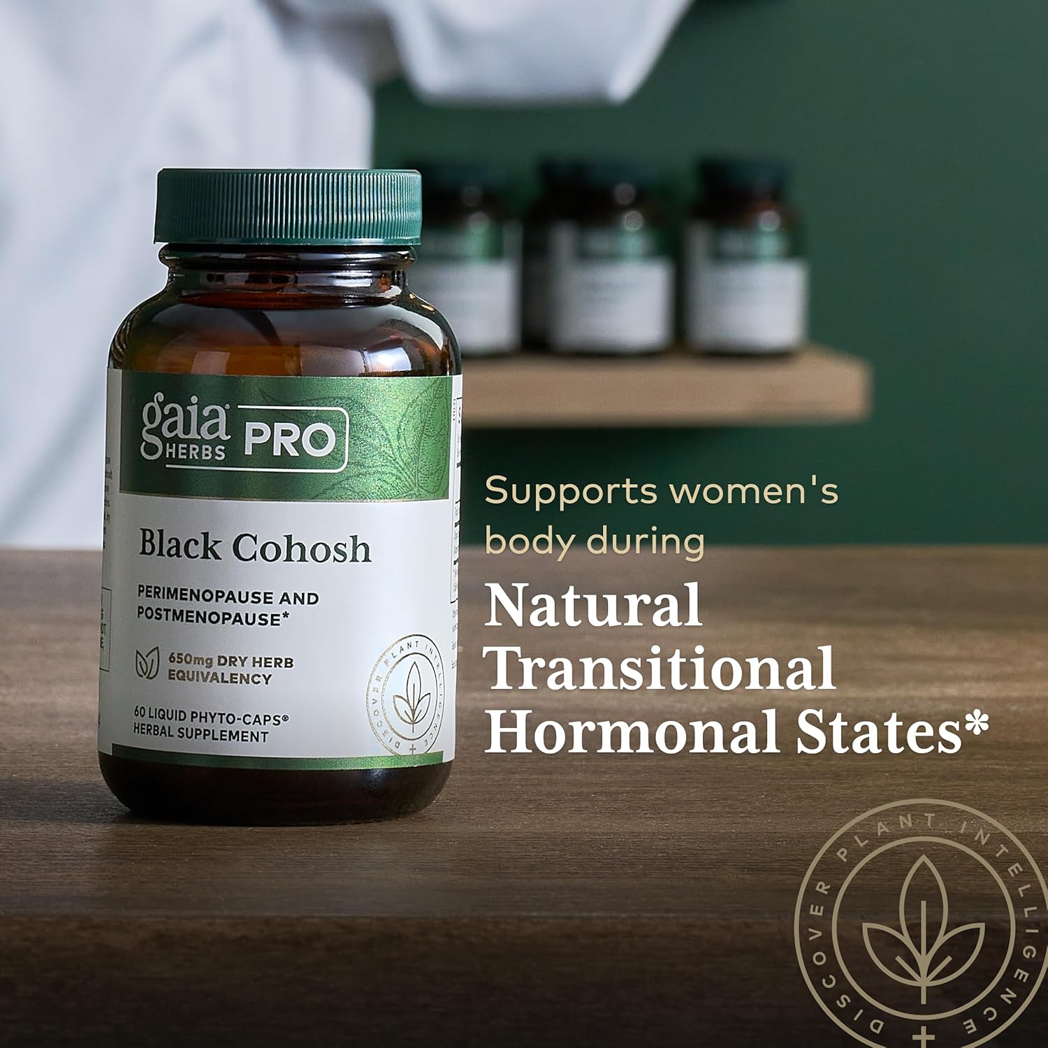Gaia Herbs Pro Black Cohosh Liquid Capsules - Menopause Support Supplement - Hormone Balance for Women - 60 Vegan Capsules