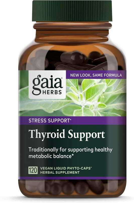 Gaia Herbs Thyroid Support: Vegan Liquid Phyto-Capsules with Ashwagandha, Kelp, Brown Seaweed, Schisandra - 40-Day Supply for Metabolic Balance