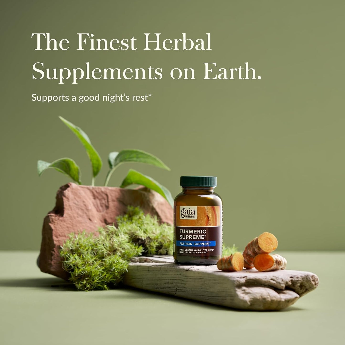 Gaia Herbs Turmeric Supreme Discomfort P.M. - Nighttime Comfort for Restful Sleep - 60 Liquid Phyto-Capsules