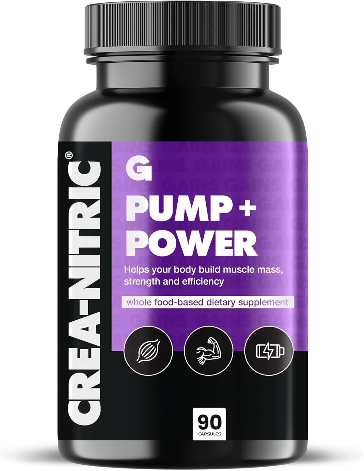 Gains in Bulk CREA-Nitric 100: Pure Creatine Nitrate Capsules for Muscle Support & Energy Boost (90 Count)