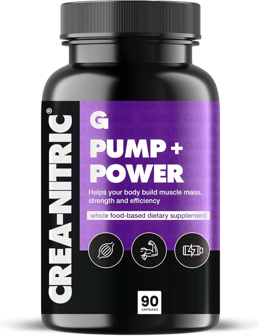 Gains in Bulk CREA-Nitric 100: Pure Creatine Nitrate Capsules for Muscle Support & Energy Boost (90 Count)