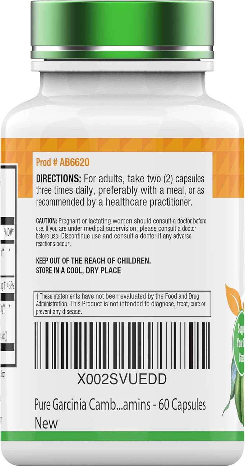 Garcinia Cambogia Extract Capsules (1000 MG x 60) with Chromium for Weight Loss | Appetite Suppressant for Women & Men | Dietary Supplement by tnvitamins