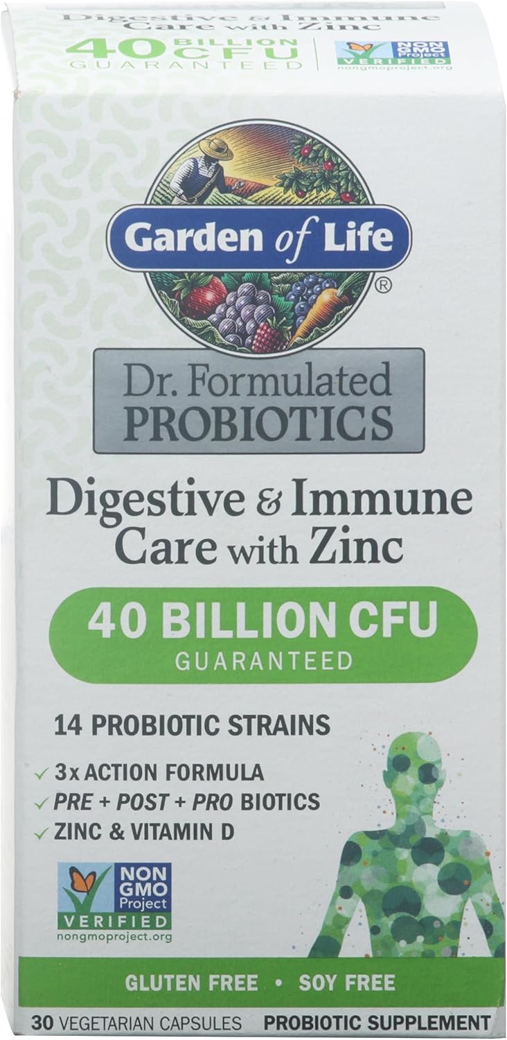Garden of Life Probiotics with Zinc for Digestive & Immune Support, 30 Count