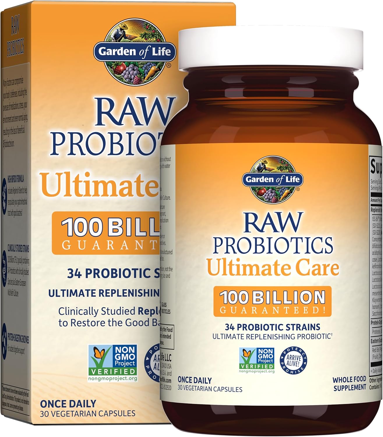 Garden of Life Raw Probiotics Ultimate Care - Digestive Health & Immune Support Supplement - 30 Vegetarian Capsules