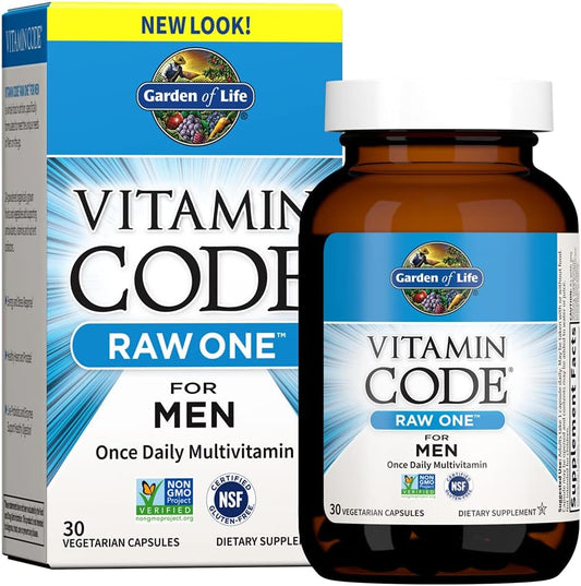 Garden of Life Vitamin Code Raw One for Men - Daily Multivitamin with Fruit, Veggies, & Probiotics - Vegetarian, 30 Capsules