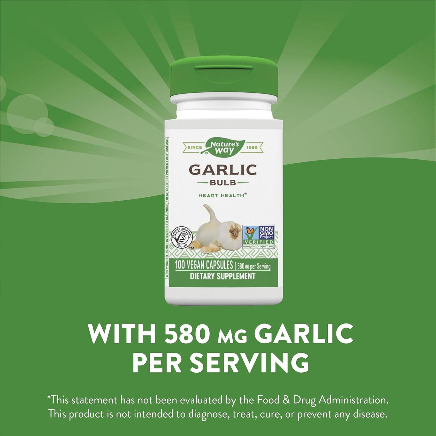 Garlic Bulb Capsules for Heart Health - Vegan, 100 ct x 2 Pack by Nature's Way