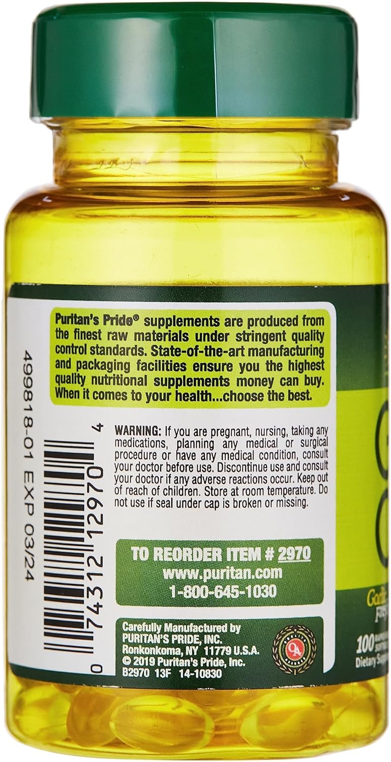 Garlic Oil Softgels - 1000 mg, 100 Count by Puritan's Pride