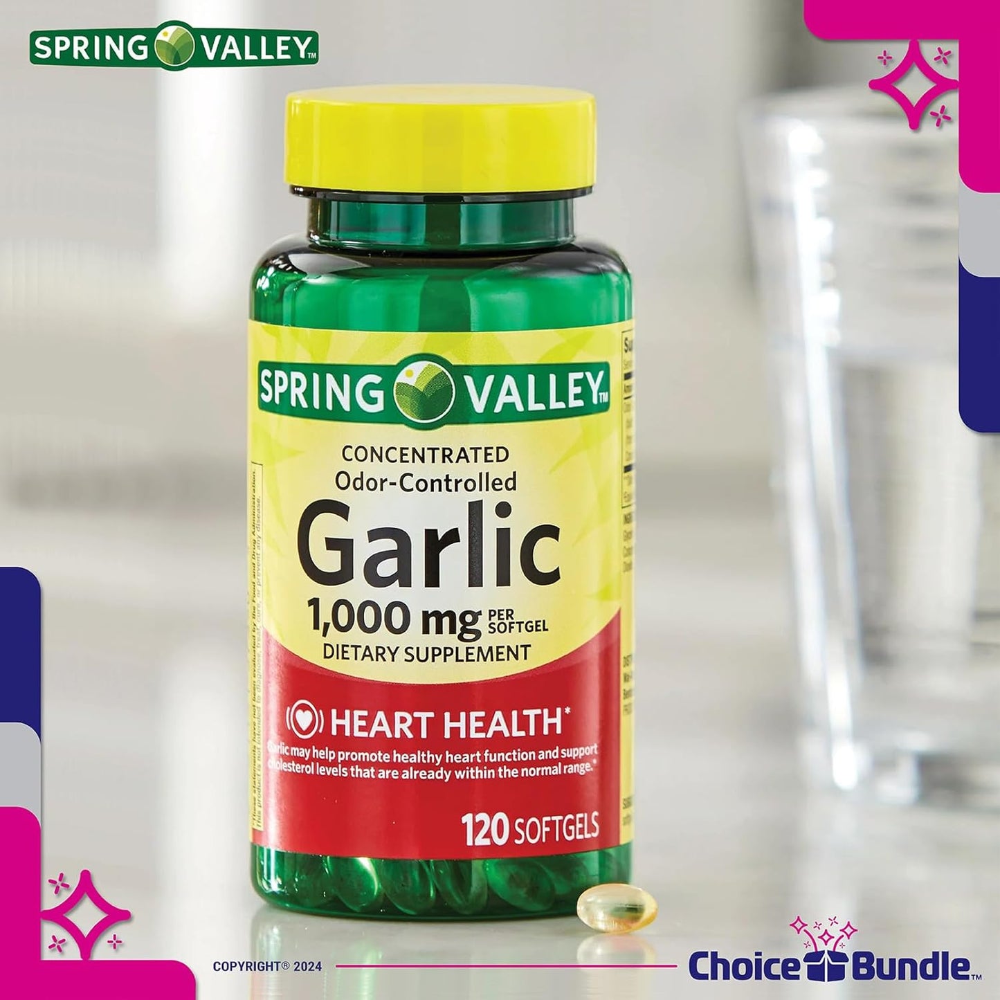 Garlic Softgels Bundle: 360 Count with Odor Control, Vitamin Guide, and Pill Container - 3 Pack of 1,000mg Dietary Supplements
