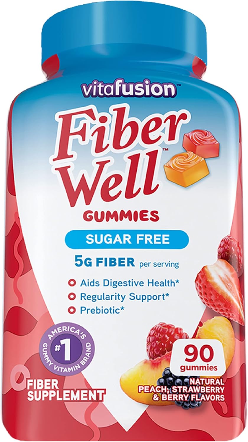 Garlique Garlic Extract Cardiovascular Supplement with Vitafusion Sugar Free Fiber Gummies - 90 Count Bottle