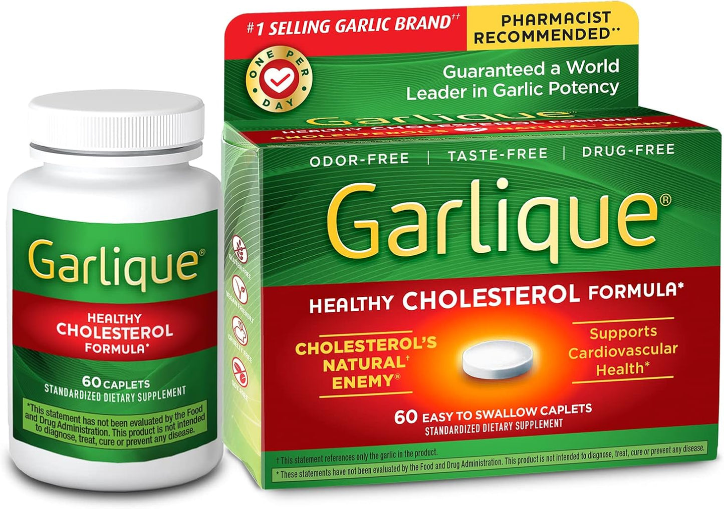 Garlique Garlic Extract Cardiovascular Supplement with Vitafusion Sugar Free Fiber Gummies - 90 Count Bottle