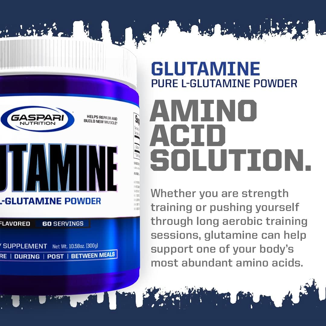 Gaspari Nutrition Micronized Glutamine Powder - Pure L-Glutamine for Pre and Post Workout Recovery (60 Servings, Unflavored)