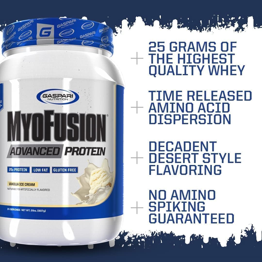 Gaspari Nutrition Myofusion Advanced Protein Blend - Birthday Cake Flavor, 4 Pound - Contains Whey, Casein, and Isolate Protein - Low Fat, Gluten Free