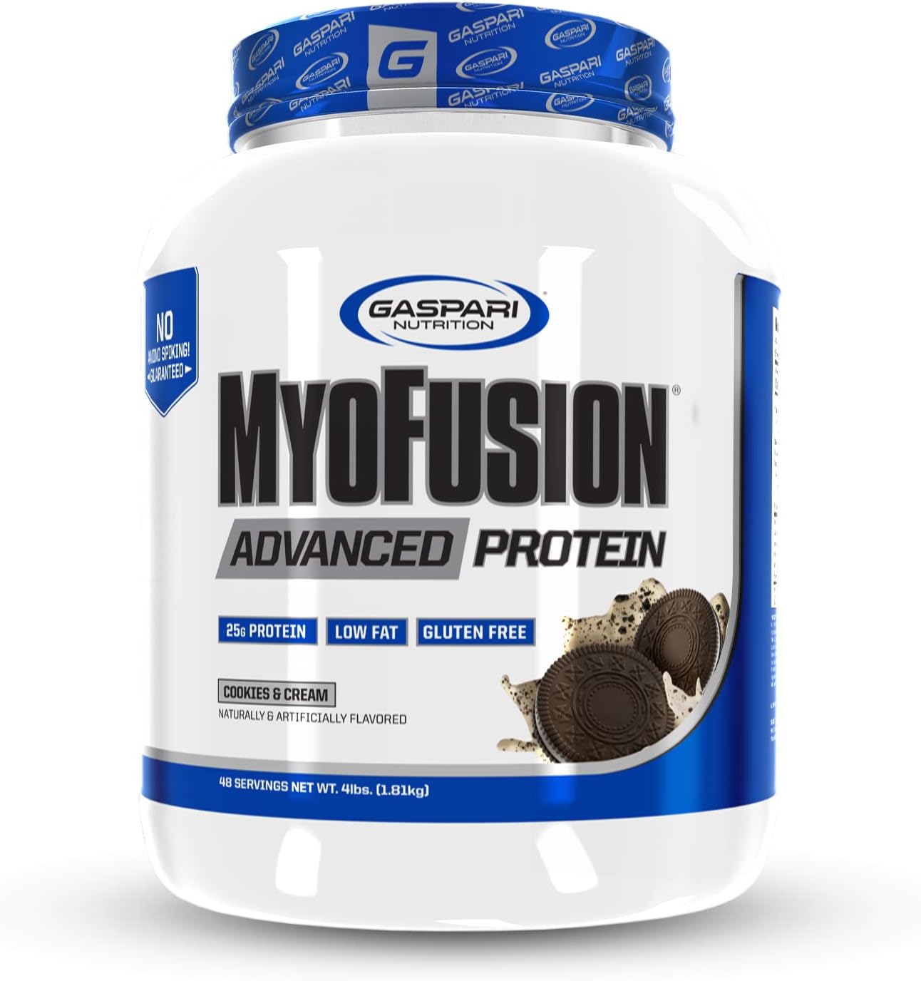 Gaspari Nutrition Myofusion Advanced Protein Powder - Cookies and Cream Flavor - 4 lb Jar