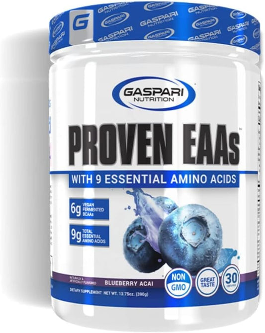 Gaspari Nutrition Proven EAAs - Vegan Fermented Electrolyte Recovery Blend (Blueberry Acai, 30 Servings)