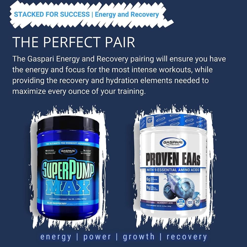 Gaspari Nutrition Proven EAAs - Vegan Fermented Electrolyte Recovery Blend (Blueberry Acai, 30 Servings)