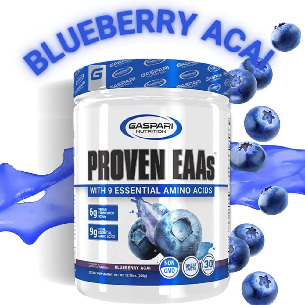 Gaspari Nutrition Proven EAAs - Vegan Fermented Electrolyte Recovery Blend (Blueberry Acai, 30 Servings)