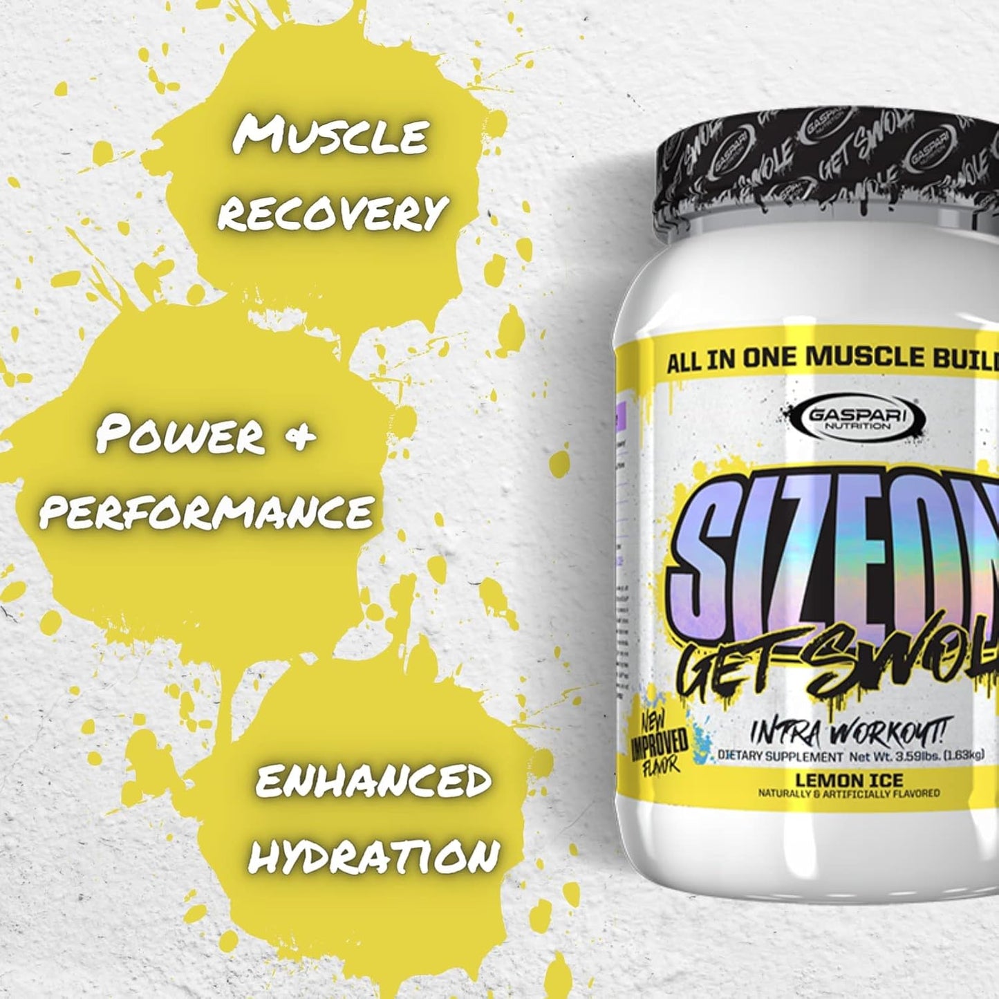 Gaspari Nutrition SizeOn Intra-Workout Amino Acid & Creatine Formula for Muscle Volume & Recovery - 3.59lb Lemon Ice