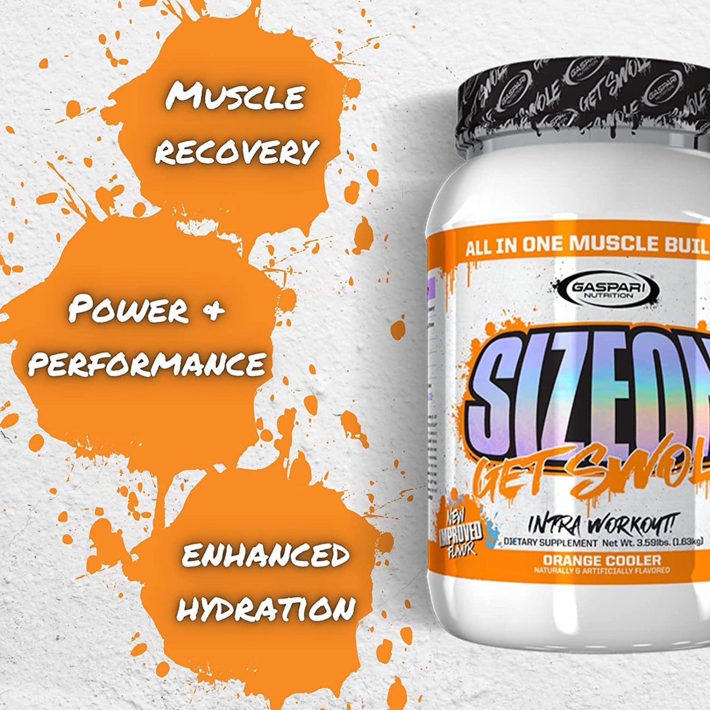 Gaspari Nutrition SizeOn: Ultimate Intra-Workout Amino Acid & Creatine Formula for Muscle Growth & Recovery - Orange Cooler, 3.59 lb