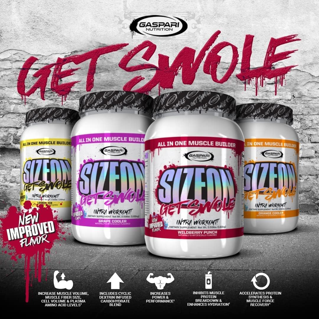 Gaspari Nutrition SizeOn: Ultimate Intra-Workout Amino Acid & Creatine Formula for Muscle Growth & Recovery - Orange Cooler, 3.59 lb