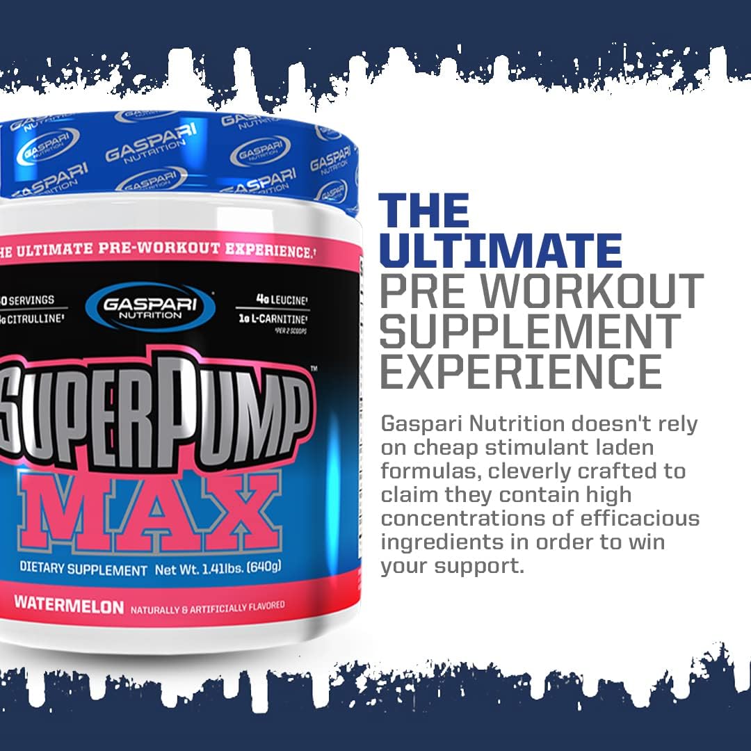 Gaspari Nutrition SuperPump MAX Pre Workout Powder - Blue Raspberry Ice, 40 Servings: Boost Energy, Enhance Muscle Growth, Recovery, & Electrolyte Replenishment