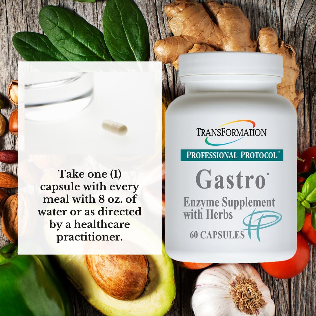 Gastro Enzyme Supplement for Digestive Health and Heartburn Relief - 60 Cap Formula with Herbal Blend and Vitamin E