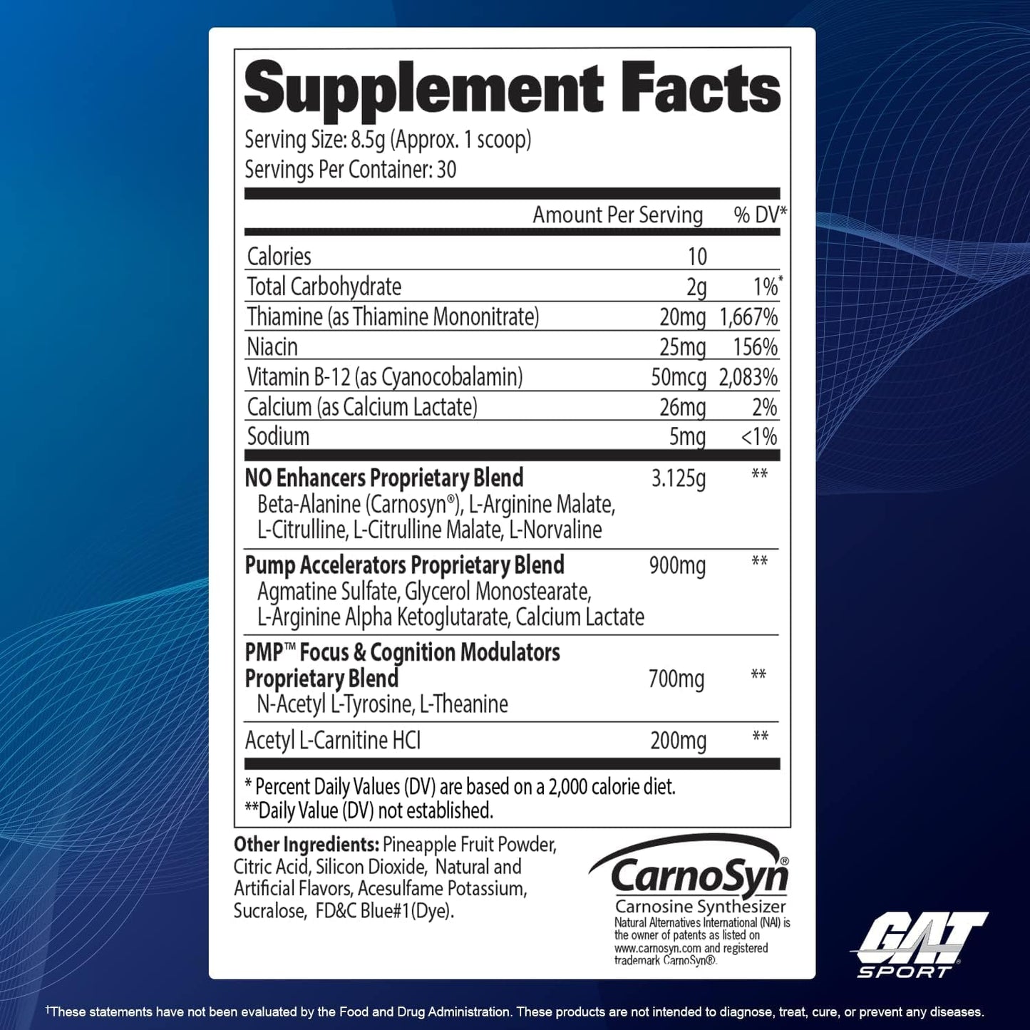 GAT SPORT PMP Pre-Workout Supplement - Raspberry Lemonade Flavor, 30 Servings for Peak Muscle Performance