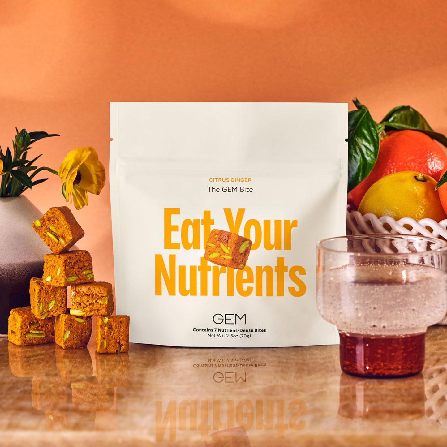 GEM Daily Multivitamin for Women & Men - Supports Gut, Skin, Brain, Bone & Immunity - 20+ Vitamins & Minerals with Zinc, Vitamin D, Folic Acid, Turmeric - Citrus Ginger Flavor, 7 Servings