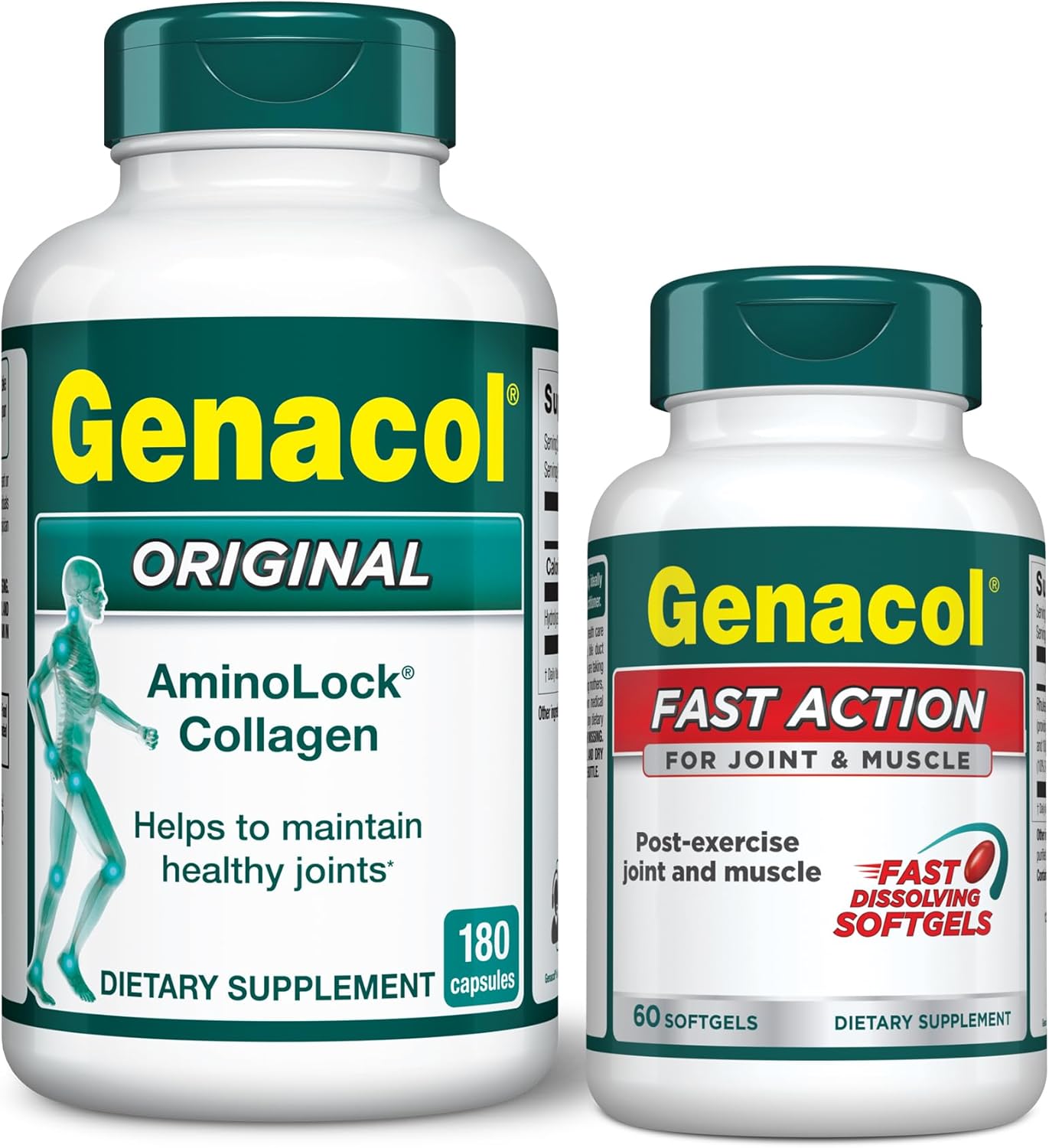 Genacol Dual Action Bundle: Original 180 Capsules + Fast-Acting 60 Softgels