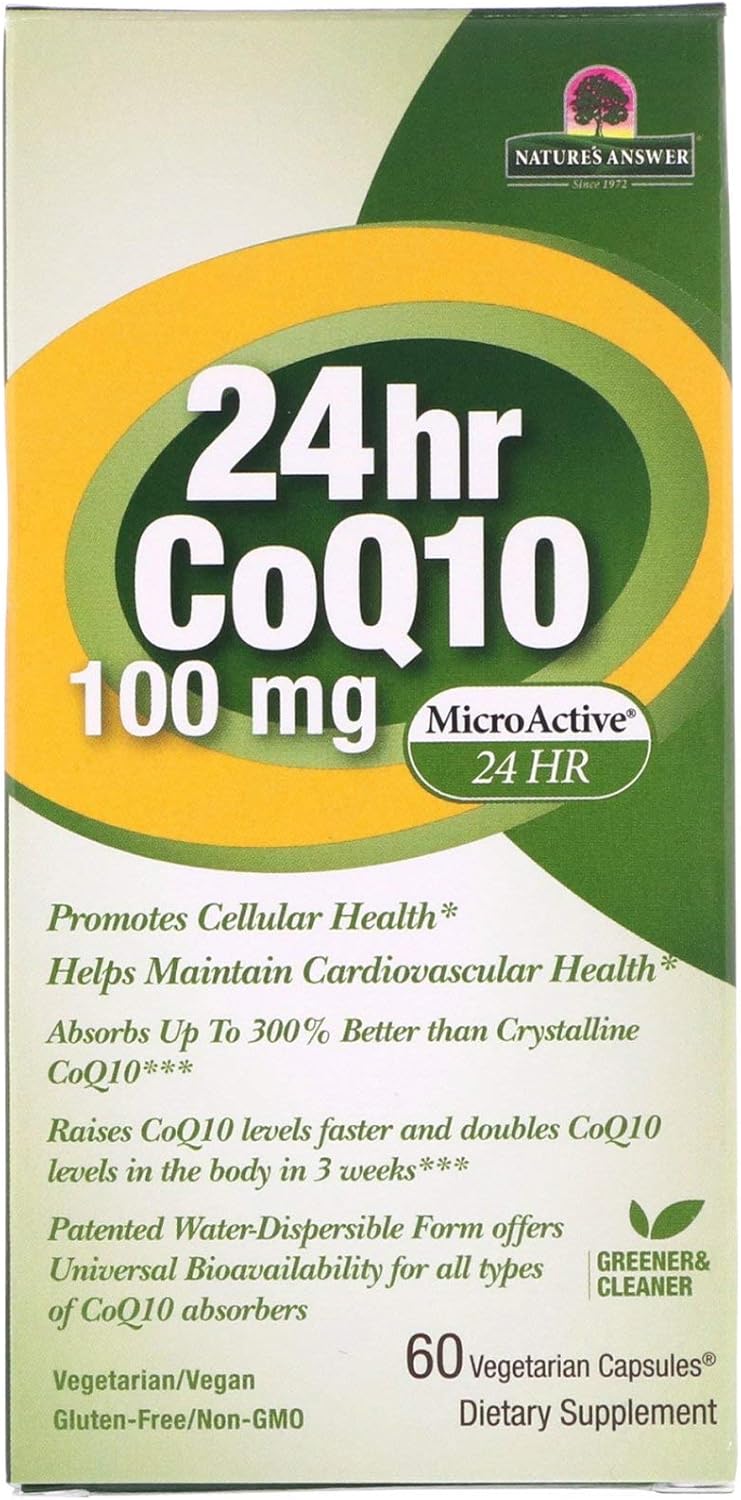 Genceutic Naturals CoQ10 24 Hour Time-Release Formula 100mg Vegan Capsules for Heart Health Support