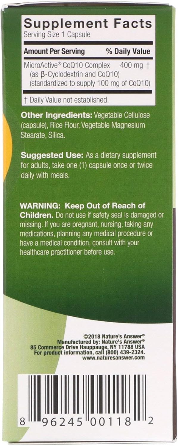 Genceutic Naturals CoQ10 24 Hour Time-Release Formula 100mg Vegan Capsules for Heart Health Support