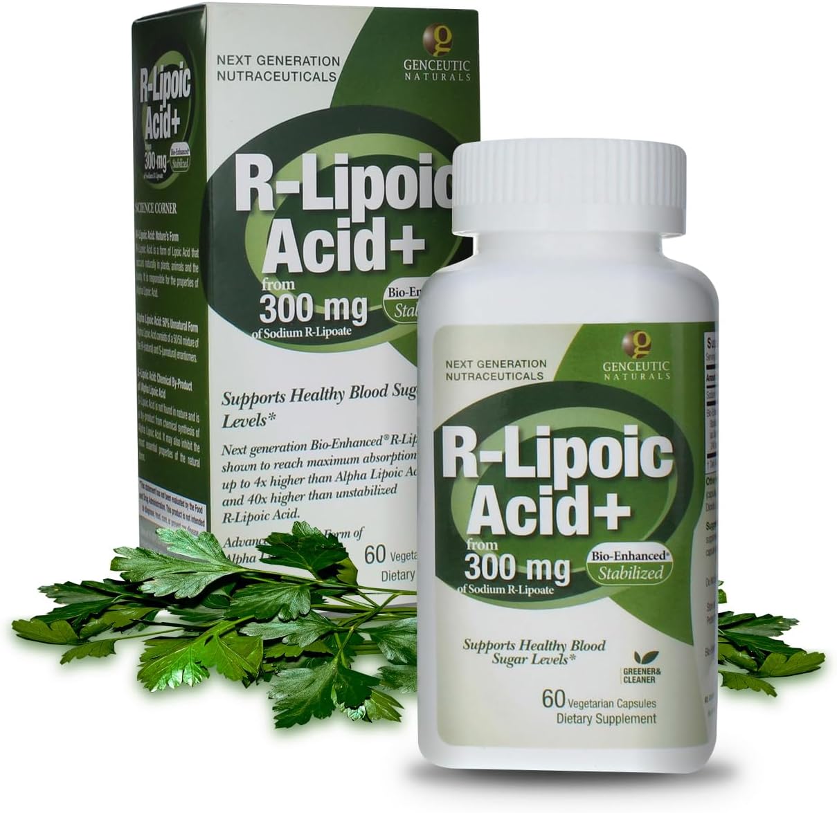 Genceutic Naturals R-Lipoic Acid 300mg Capsules - Vegetarian, Vegan, Gluten-Free, Non-GMO - Single Count