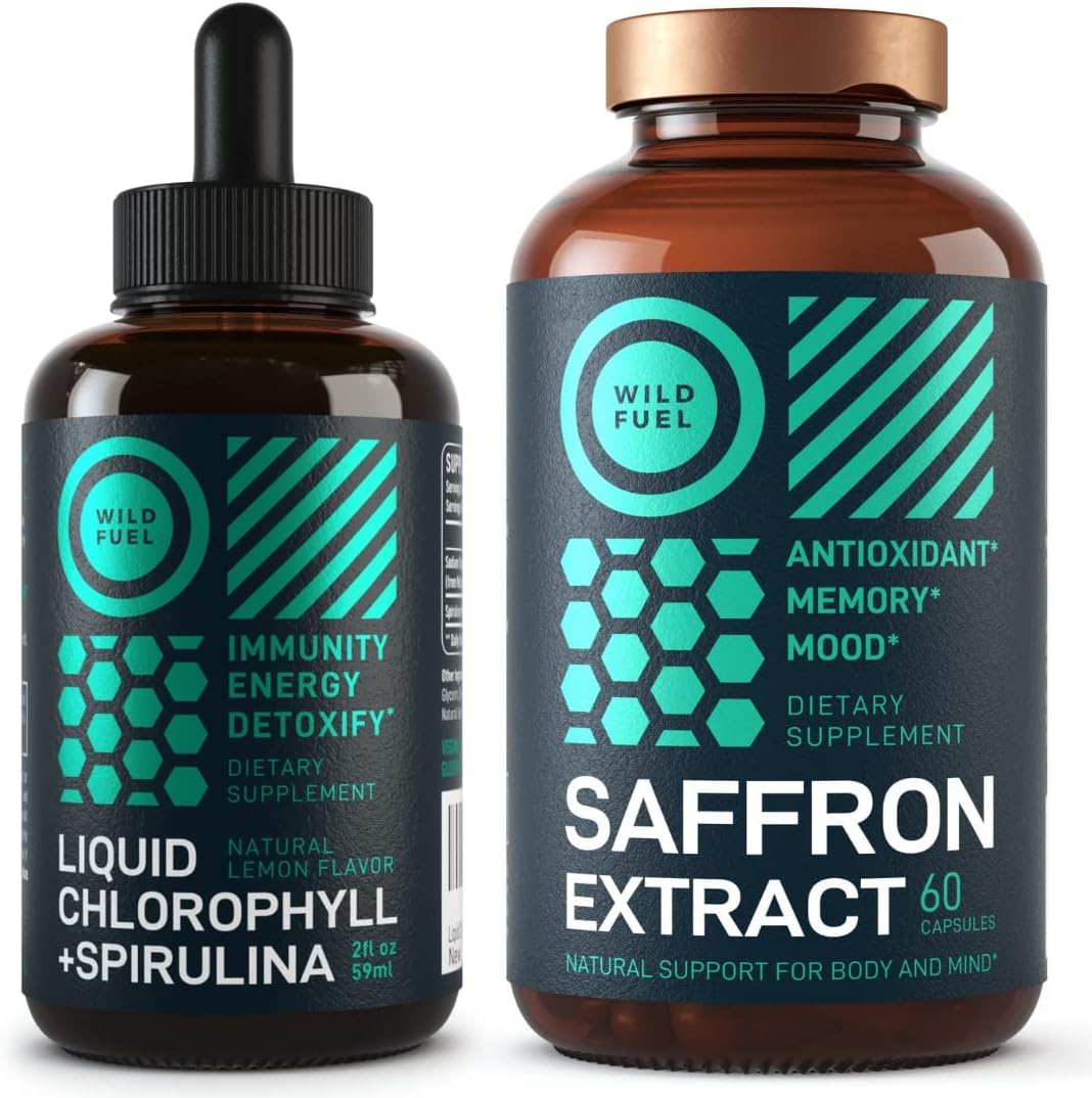 General Wellness Bundle: Liquid Chlorophyll and Saffron Capsules by WILD FUEL