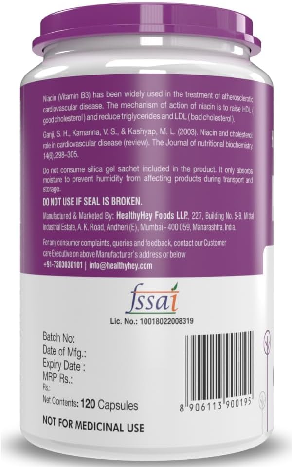 Generic Nutrition Niacin Vitamin B3 120 Veg. Capsules