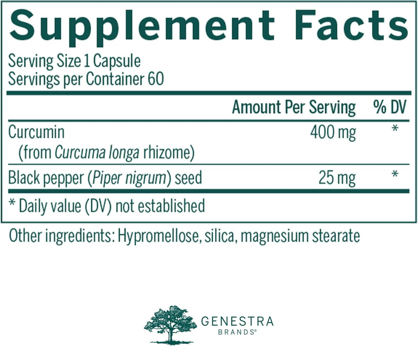 Genestra Brands Curcumin Complex Capsules with Black Pepper - 60 Supplement Capsules