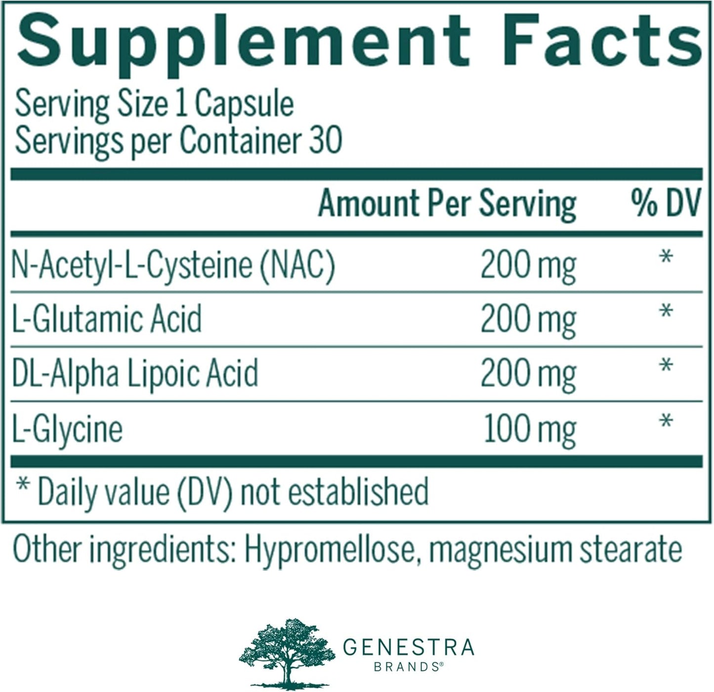 Genestra Brands Glutathione Precursors Capsules - Antioxidant Support Supplement - 30 Count
