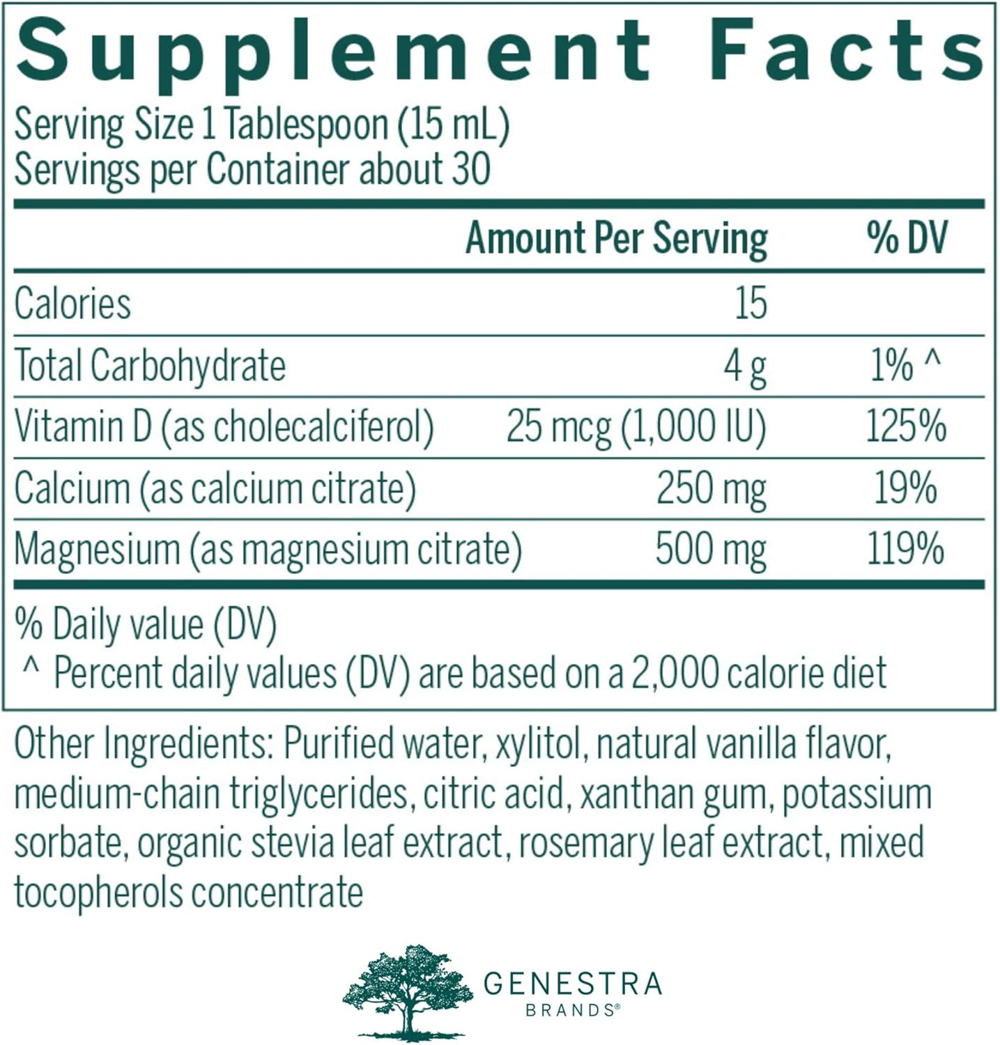 Genestra Brands Liquid Calcium Magnesium Supplement with Natural Vanilla Flavor - 15.2 fl. oz.