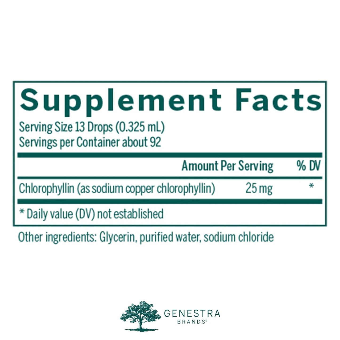 Genestra Brands Liquid Chlorophyll Drops - 25 mg Chlorophyll per Drop - 1 fl. oz. Bottle