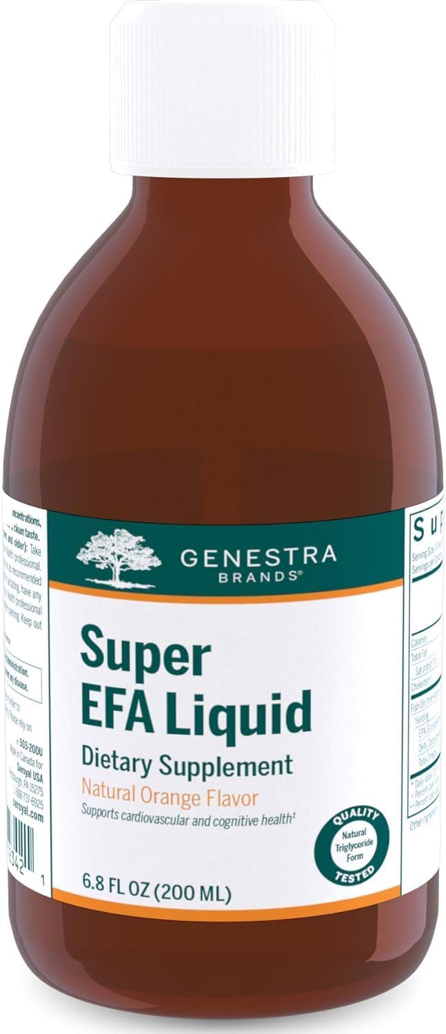Genestra Brands Super EFA Liquid | Natural Orange Flavor | 6.8 Fl Oz | Cardiovascular and Brain Health Support for Kids and Adults