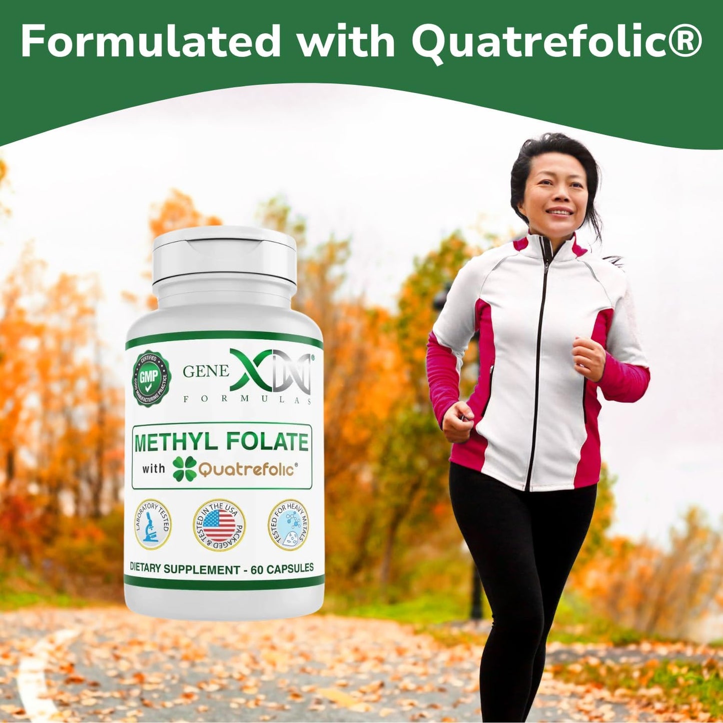 Genex Formulas Methyl Folate with Quatrefolic 1360 mcg DFE - Bio-Active 5-Methyltetrahydrofolate - Vegan, Gluten Free, Non-GMO - 60 Capsules - BoostGo Australia