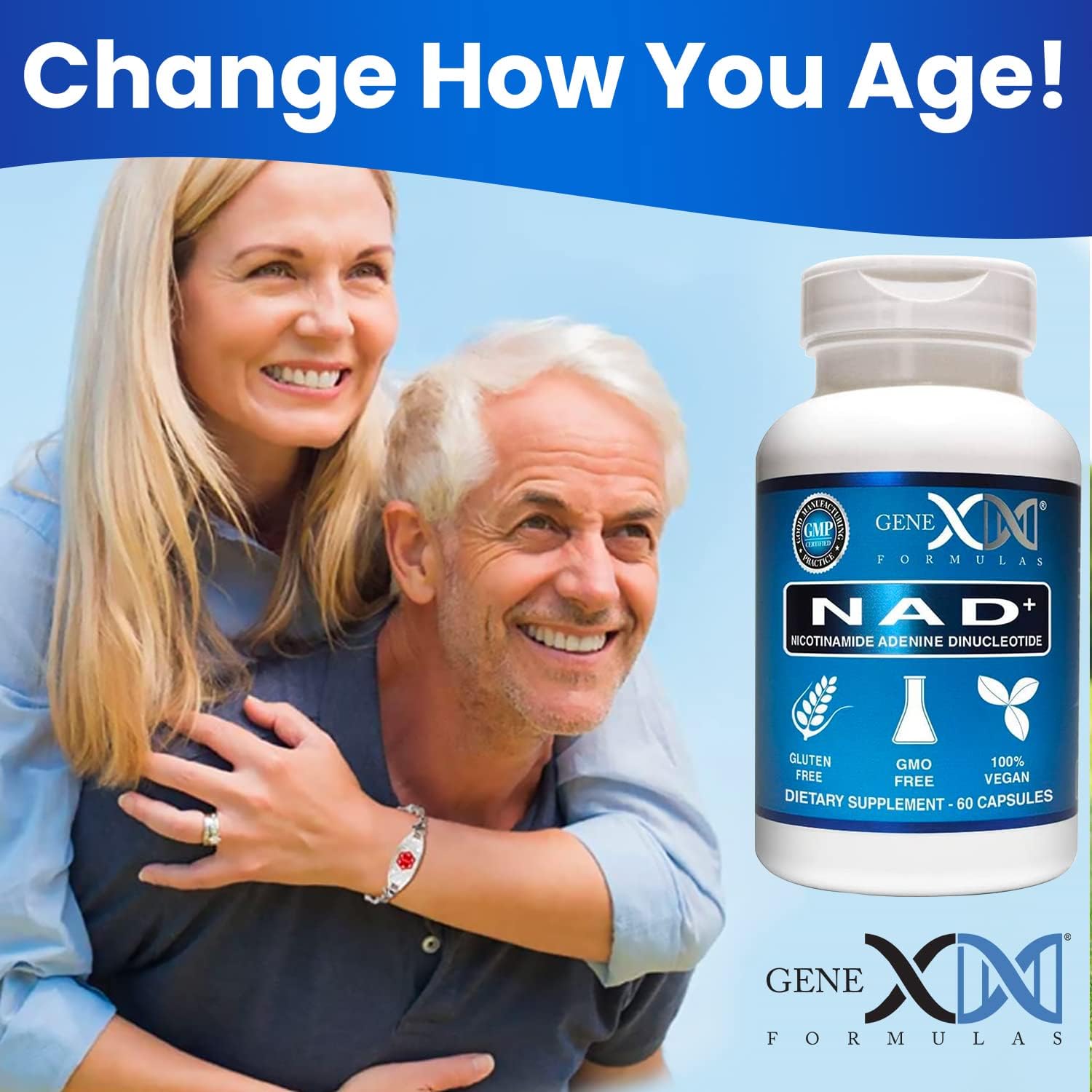 Genex Formulas NAD+ 250mg Capsules - 60 Servings - Authentic Nicotinamide Adenine Dinucleotide Supplement