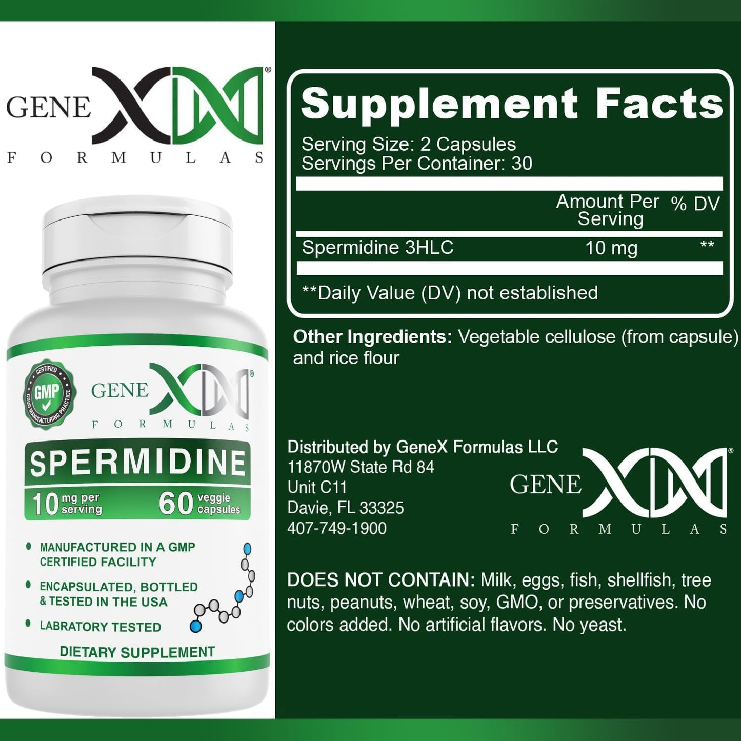 Genex Formulas Vegan Spermidine Supplement 10mg Capsules for Cell Renewal & Healthy Aging - Non-GMO, Gluten-Free (3 Pack) - BoostGo Australia