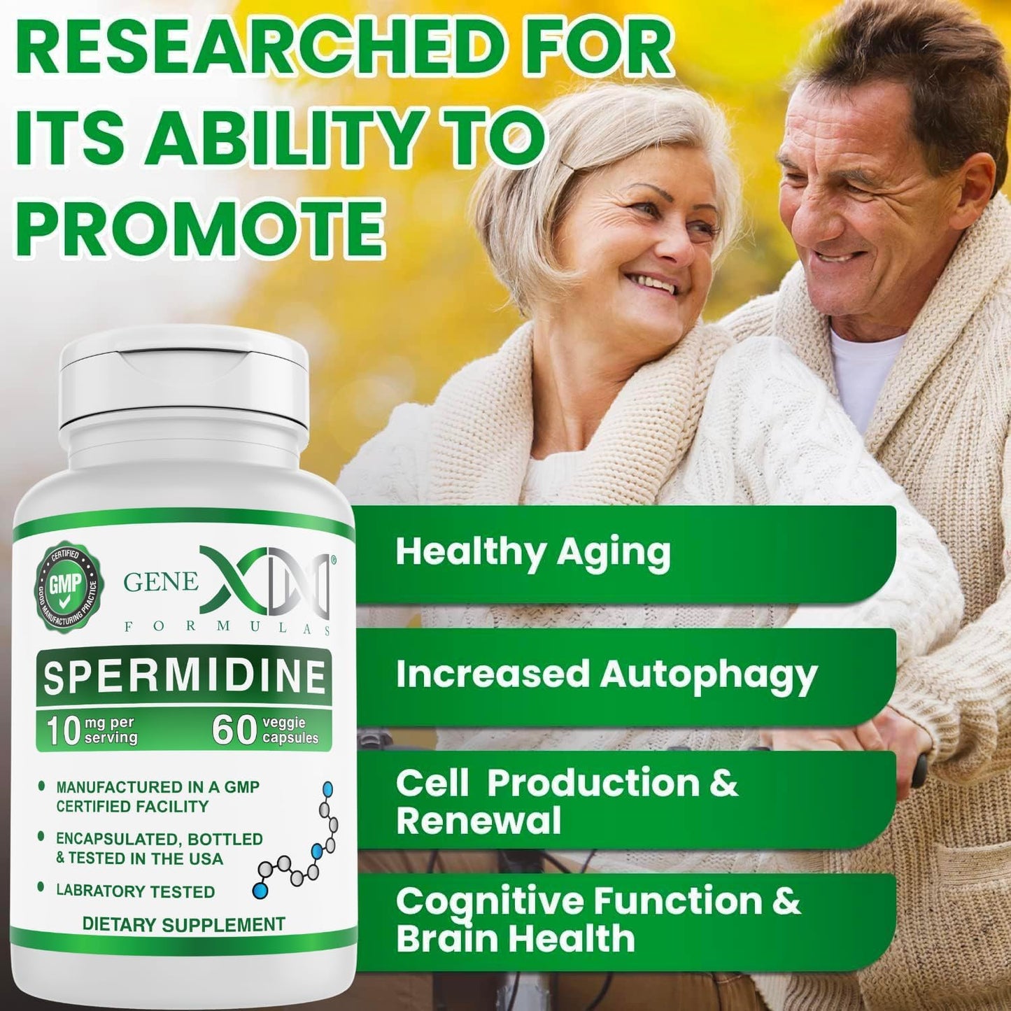 Genex Formulas Vegan Spermidine Supplement 10mg Capsules for Cell Renewal & Healthy Aging - Non-GMO, Gluten-Free (3 Pack) - BoostGo Australia