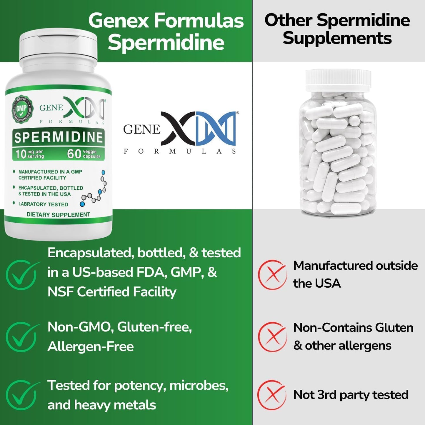 Genex Formulas Vegan Spermidine Supplement 10mg Capsules for Cell Renewal & Healthy Aging - Non-GMO, Gluten-Free (3 Pack) - BoostGo Australia
