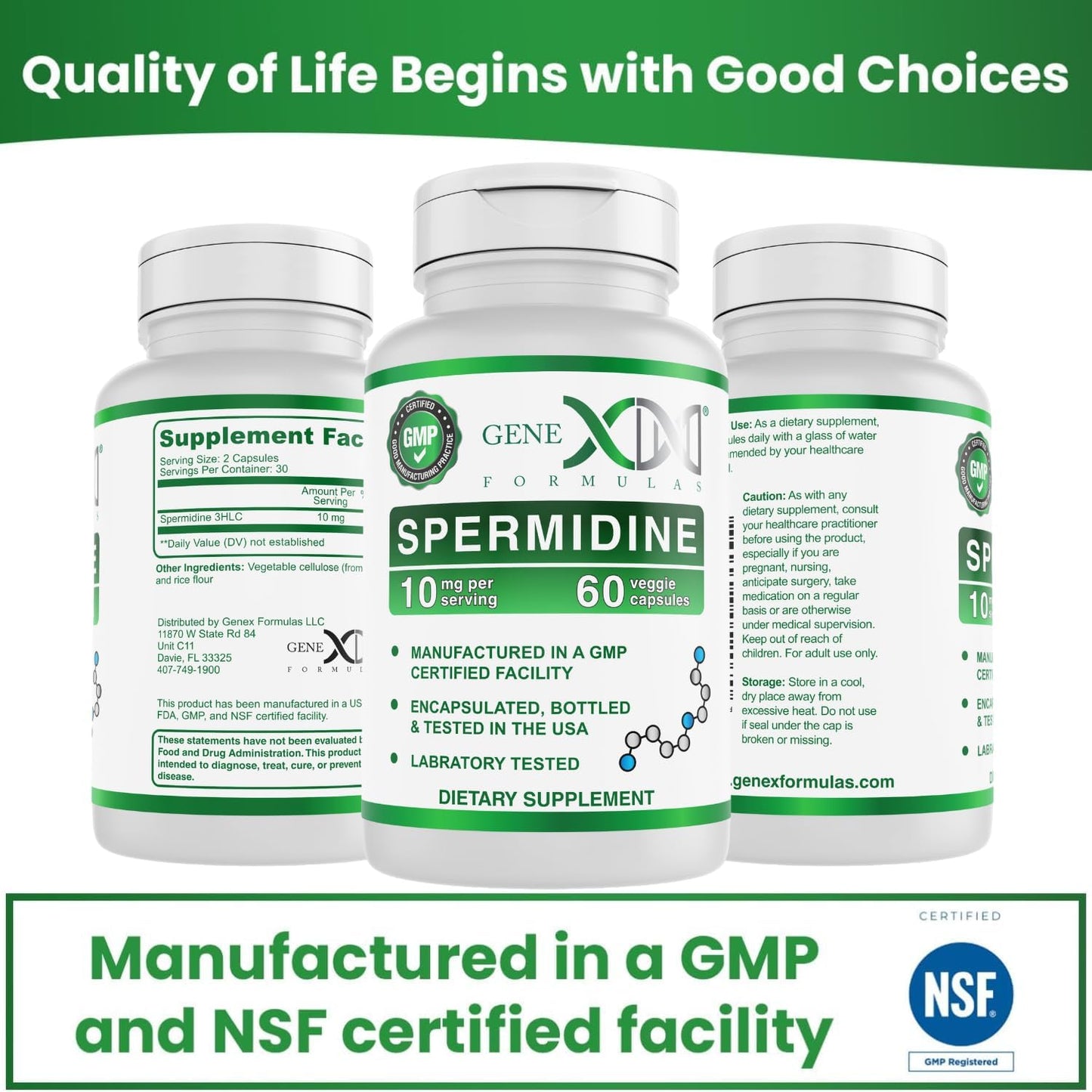 Genex Formulas Vegan Spermidine Supplement 10mg Capsules for Cell Renewal & Healthy Aging - Non-GMO, Gluten-Free (3 Pack) - BoostGo Australia