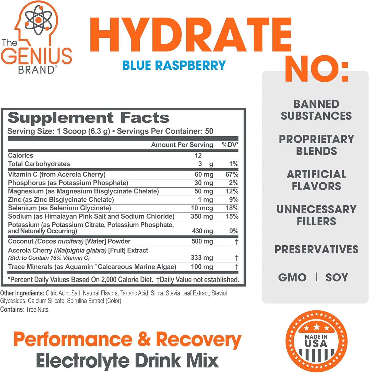 Genius Brand Hydration & Focus Bundle: Hydrate Stick Powder & Lion's Mane Capsules - Natural Electrolyte Booster & Nootropic Supplement for Clarity