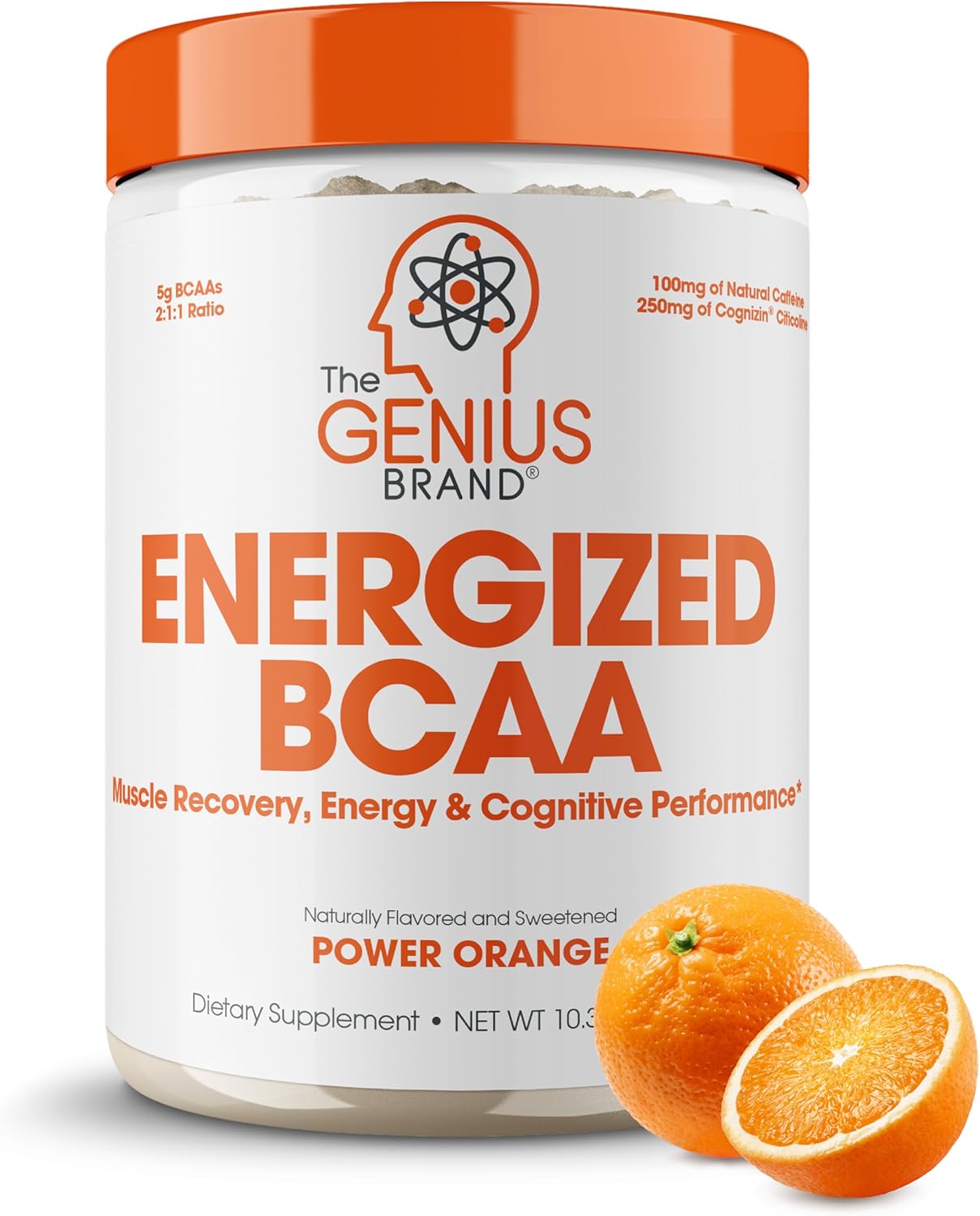Genius Brand Hydration & Recovery Bundle: Sour Peach Rings & Orange BCAA Energy Powder - Natural Electrolyte Booster & Muscle Recovery Supplement