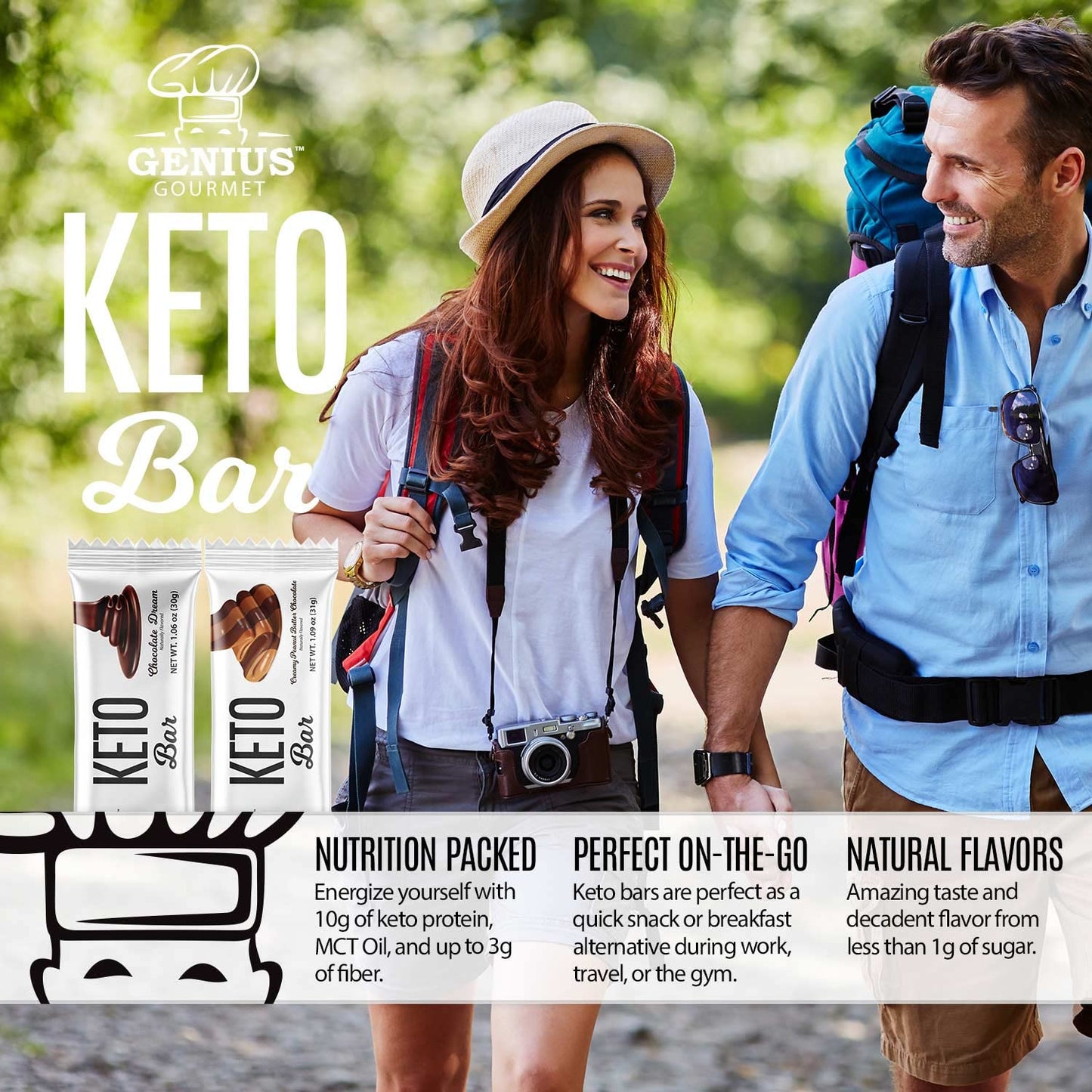 Genius Gourmet Gluten-Free Chocolate Keto Protein Bar Variety Pack - 20 Count, Low Carb, Low Sugar, Premium MCTs
